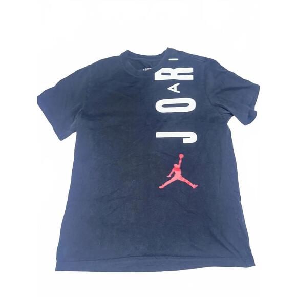 Nike Air Jordan Men's Large L Jumpman Logo 100% Cotton T-Shirt AOP Black - Picture 1 of 6